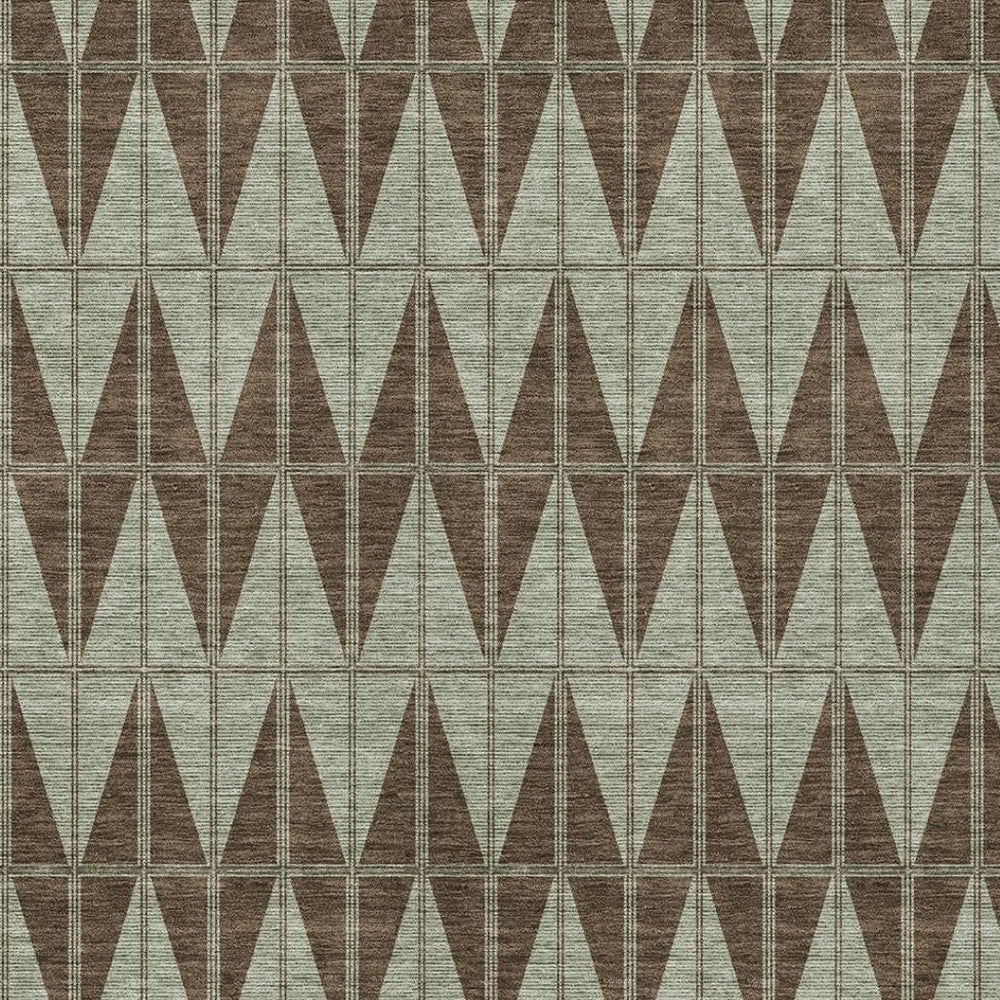 HomeRoots 8' X 10' Durable Chocolate & Beige Geometric Area Rug – Stylish, Washable for Indoor & Outdoor Use! 691073