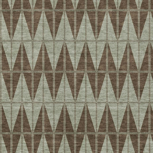 HomeRoots 8' X 10' Durable Chocolate & Beige Geometric Area Rug – Stylish, Washable for Indoor & Outdoor Use! 691073