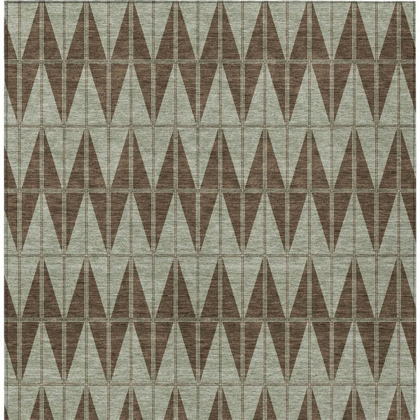 HomeRoots 8' X 10' Durable Chocolate & Beige Geometric Area Rug – Stylish, Washable for Indoor & Outdoor Use! 691073