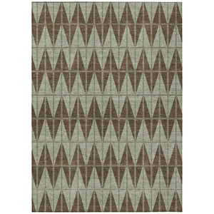 HomeRoots 8' X 10' Durable Chocolate & Beige Geometric Area Rug – Stylish, Washable for Indoor & Outdoor Use! 691073