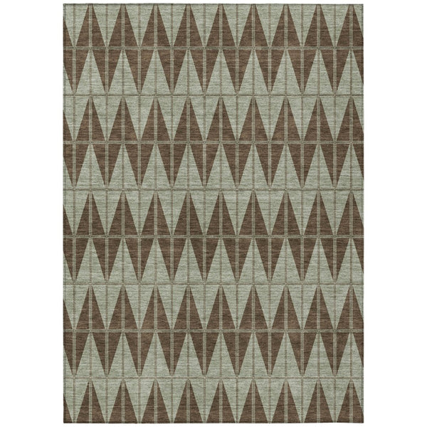 HomeRoots 8' X 10' Durable Chocolate & Beige Geometric Area Rug – Stylish, Washable for Indoor & Outdoor Use! 691073