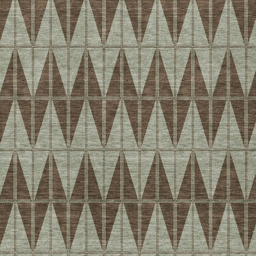 HomeRoots 9' X 12' Chocolate and Beige Geometric Area Rug - Stylish, Washable, Durable for Indoor & Outdoor Use 691074