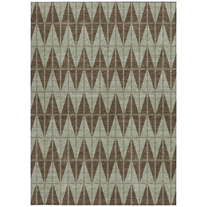 HomeRoots 10' X 14' Chocolate Beige Geometric Washable Rug - Stylish, Durable for Indoor/Outdoor High-Traffic Areas 691075