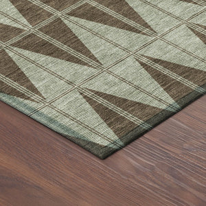 HomeRoots 10' X 14' Chocolate Beige Geometric Washable Rug - Stylish, Durable for Indoor/Outdoor High-Traffic Areas 691075