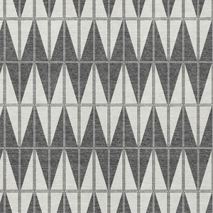 HomeRoots 5' Modern Geometric Ivory Gray and Black Area Rug - Washable, Durable for Indoor/Outdoor Use! 691077