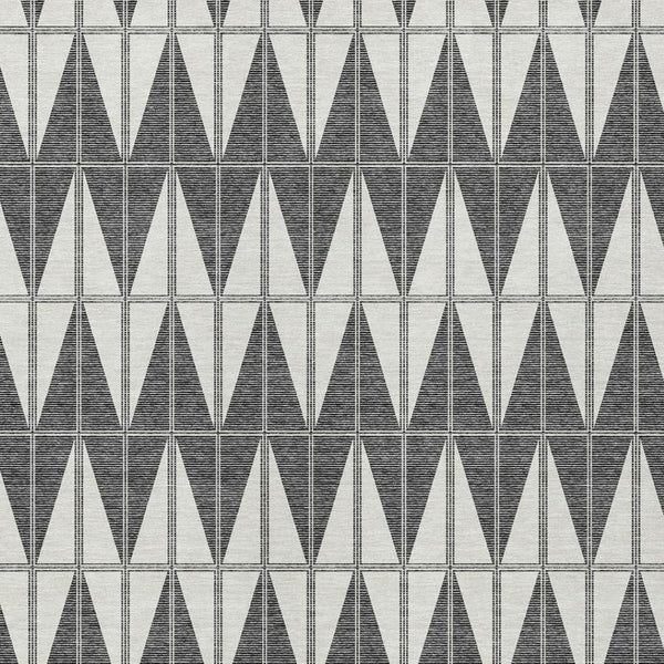 HomeRoots 8' X 10' Stylish Ivory Gray and Black Geometric Washable Area Rug for Indoor and Outdoor Use 691079