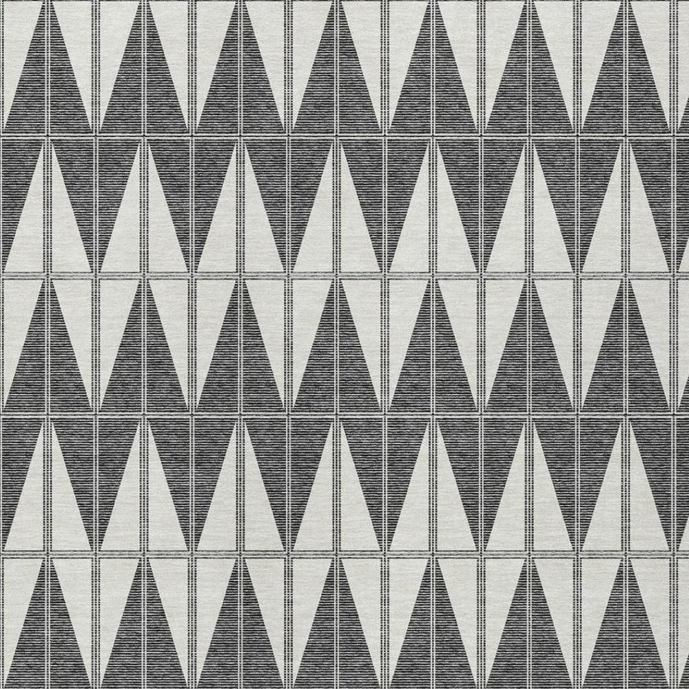 HomeRoots 9' x 12' Stylish Ivory Gray & Black Geometric Washable Area Rug for Indoor & Outdoor Spaces 691080