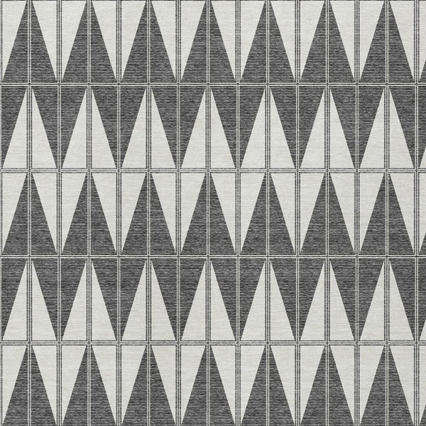 HomeRoots 9' x 12' Stylish Ivory Gray & Black Geometric Washable Area Rug for Indoor & Outdoor Spaces 691080