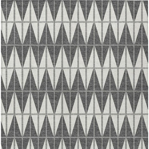 HomeRoots 9' x 12' Stylish Ivory Gray & Black Geometric Washable Area Rug for Indoor & Outdoor Spaces 691080