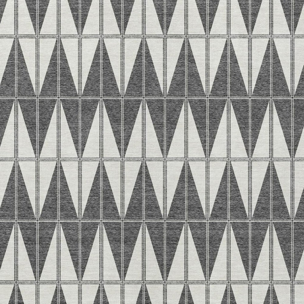 HomeRoots 10' Modern Ivory Gray Black Geometric Washable Area Rug for Indoor Outdoor High-Traffic Spaces 691081