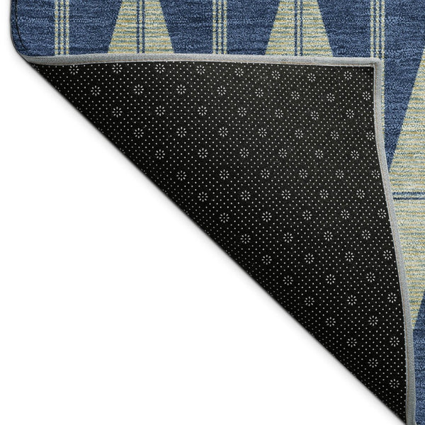 HomeRoots 8' x 10' Navy Blue & Beige Geometric Area Rug - Stylish, Washable, Durable for Indoor & Outdoor Use 691085