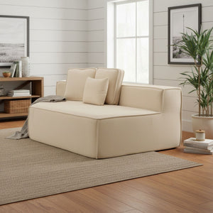 English Elm Beige Teddy Fleece Modular Floor Lounge Chair Plush Foam Cushions for Dorm or Living Room W3326P354556