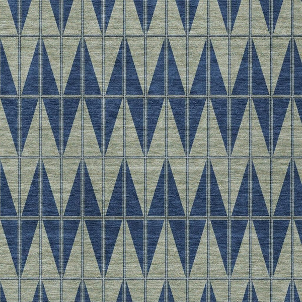 HomeRoots 9' Stylish Navy Blue & Beige Geometric Washable Rug - Durable Indoor/Outdoor Design for High Traffic Areas! 691086