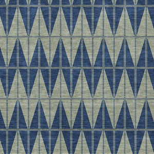 HomeRoots 10' Navy Blue and Beige Geometric Washable Area Rug - Durable Indoor/Outdoor Design for All Spaces! 691087
