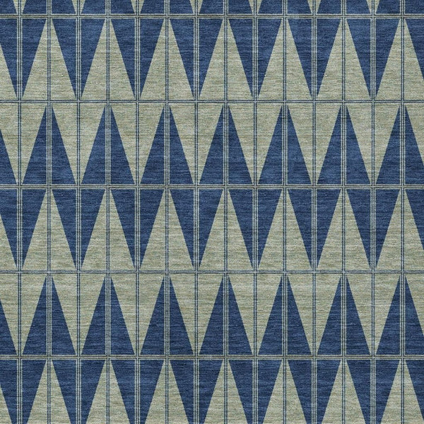 HomeRoots 10' Navy Blue and Beige Geometric Washable Area Rug - Durable Indoor/Outdoor Design for All Spaces! 691087
