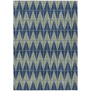 HomeRoots 10' Navy Blue and Beige Geometric Washable Area Rug - Durable Indoor/Outdoor Design for All Spaces! 691087