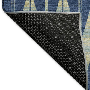 HomeRoots 10' Navy Blue and Beige Geometric Washable Area Rug - Durable Indoor/Outdoor Design for All Spaces! 691087