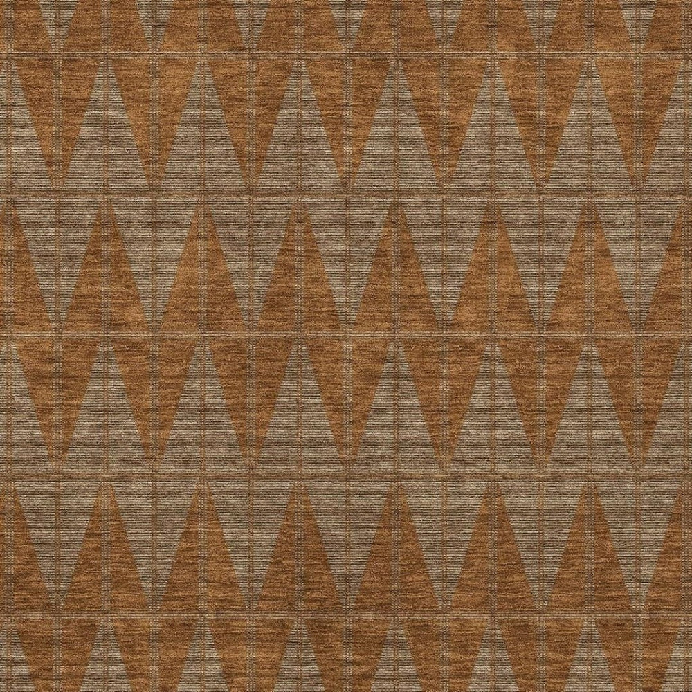 HomeRoots 5' X 8' Durable Rust & Beige Geometric Washable Area Rug for Indoor & Outdoor Modern Spaces 691089