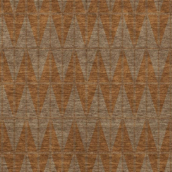 HomeRoots 5' X 8' Durable Rust & Beige Geometric Washable Area Rug for Indoor & Outdoor Modern Spaces 691089