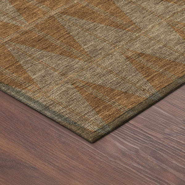 HomeRoots 8' Round Geometric Indoor Outdoor Area Rug in Rust & Beige - Stylish, Washable, Stain-Resistant Design 691090