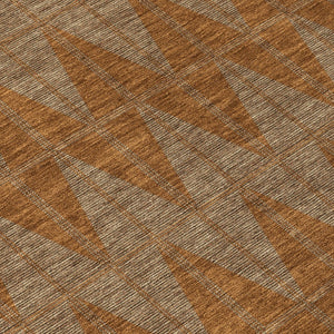 HomeRoots 8' Round Geometric Indoor Outdoor Area Rug in Rust & Beige - Stylish, Washable, Stain-Resistant Design 691090