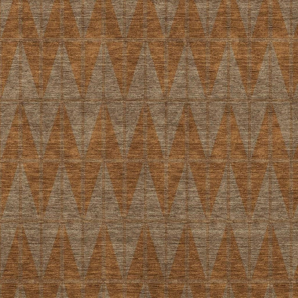 HomeRoots 9' X 12' Stylish Rust and Beige Geometric Washable Area Rug for Indoor and Outdoor Spaces 691092