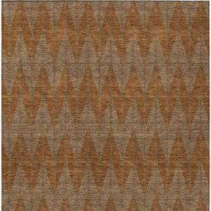 HomeRoots 9' X 12' Stylish Rust and Beige Geometric Washable Area Rug for Indoor and Outdoor Spaces 691092