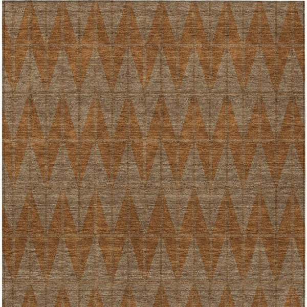 HomeRoots 9' X 12' Stylish Rust and Beige Geometric Washable Area Rug for Indoor and Outdoor Spaces 691092