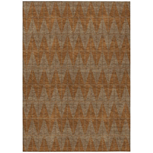 HomeRoots 9' X 12' Stylish Rust and Beige Geometric Washable Area Rug for Indoor and Outdoor Spaces 691092