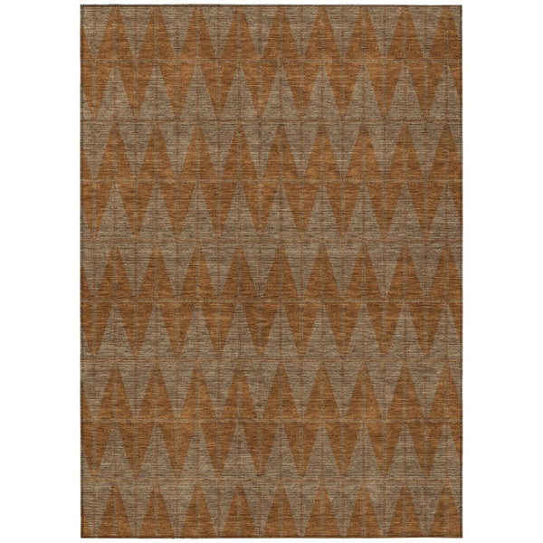 HomeRoots 9' X 12' Stylish Rust and Beige Geometric Washable Area Rug for Indoor and Outdoor Spaces 691092