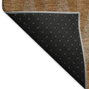 HomeRoots 9' X 12' Stylish Rust and Beige Geometric Washable Area Rug for Indoor and Outdoor Spaces 691092