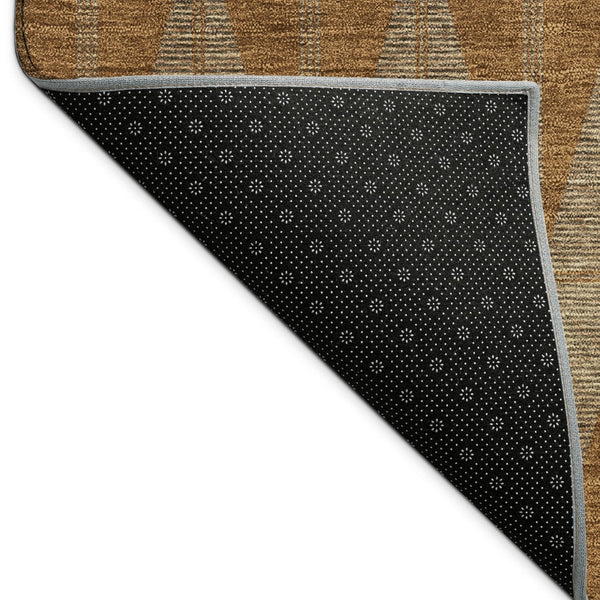 HomeRoots 9' X 12' Stylish Rust and Beige Geometric Washable Area Rug for Indoor and Outdoor Spaces 691092