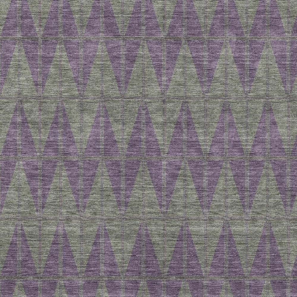 HomeRoots 5' x 8' Stylish Plum and Sage Geometric Area Rug - Durable, Washable, Indoor/Outdoor Versatility 691095