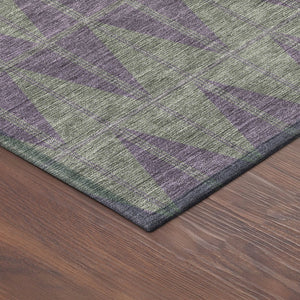 HomeRoots 8' Modern Plum and Sage Round Geometric Washable Area Rug for Indoor and Outdoor Use, Stylish & Durable 691096