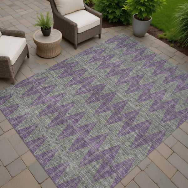 HomeRoots 9' X 12' Plum and Sage Geometric Area Rug - Washable, Durable, Indoor/Outdoor Perfect for Any Space 691098