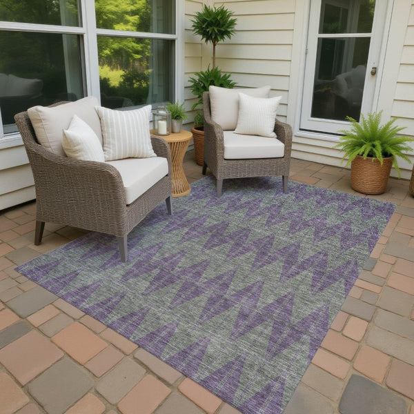 HomeRoots 10' X 14' Plum Geometric Area Rug - Stylish Indoor/Outdoor Washable Design for Easy Care & Durability 691099