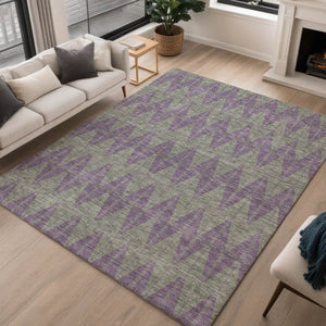 HomeRoots 10' X 14' Plum Geometric Area Rug - Stylish Indoor/Outdoor Washable Design for Easy Care & Durability 691099
