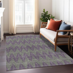 HomeRoots 10' X 14' Plum Geometric Area Rug - Stylish Indoor/Outdoor Washable Design for Easy Care & Durability 691099