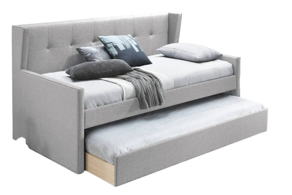 English Elm Contemporary Button Tufted Burlap Upholstered Daybed for Guest Room or Home Office B011S02044