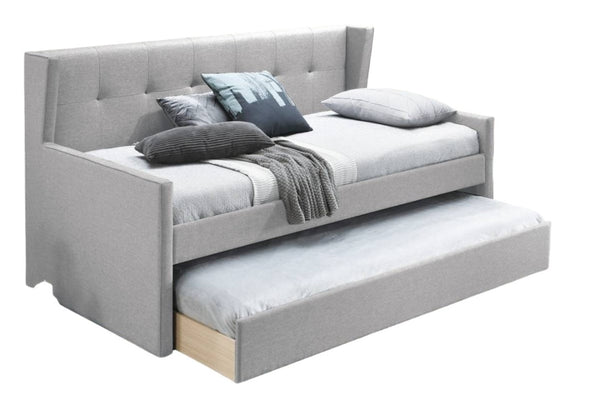 English Elm Contemporary Button Tufted Burlap Upholstered Daybed for Guest Room or Home Office B011S02044