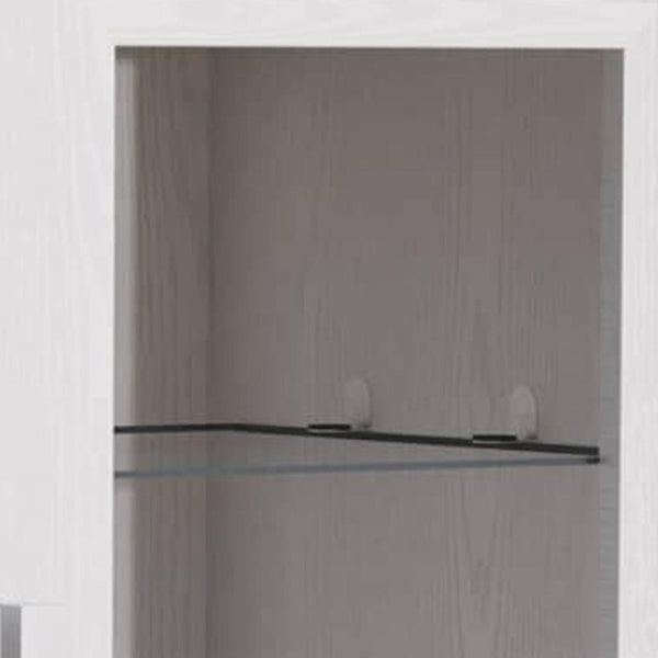 HomeRoots 31" White Wood Accent Cabinet - Stylish Glass Doors & Versatile Storage for Modern Living Spaces 691105