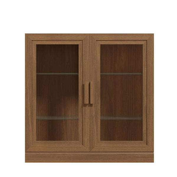 HomeRoots 31" Brown Wood Accent Cabinet - Stylish Storage Solution with Glass Doors for Modern Home Decor 691106