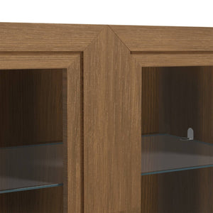 HomeRoots 31" Brown Wood Accent Cabinet - Stylish Storage Solution with Glass Doors for Modern Home Decor 691106