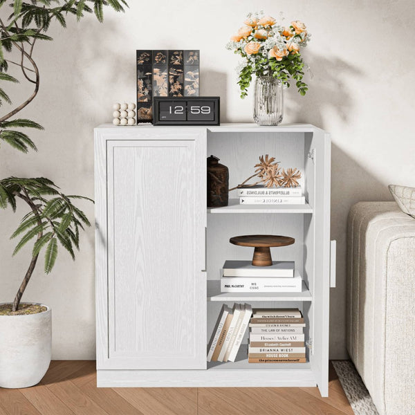 HomeRoots 31" White Wood Accent Cabinet - Contemporary Storage Solution for Your Home, Easy Assembly, Versatile Use 691107
