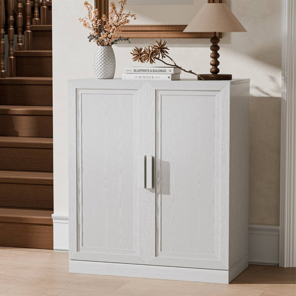 HomeRoots 31" White Wood Accent Cabinet - Contemporary Storage Solution for Your Home, Easy Assembly, Versatile Use 691107