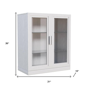 HomeRoots 31" White Wood Accent Cabinet - Stylish Glass-Front Storage for Living Room, Entryway & Home Office 691109