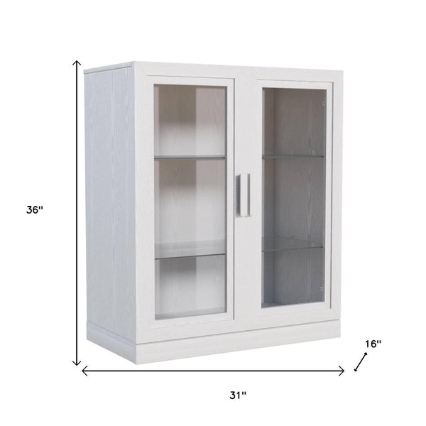 HomeRoots 31" White Wood Accent Cabinet - Stylish Glass-Front Storage for Living Room, Entryway & Home Office 691109