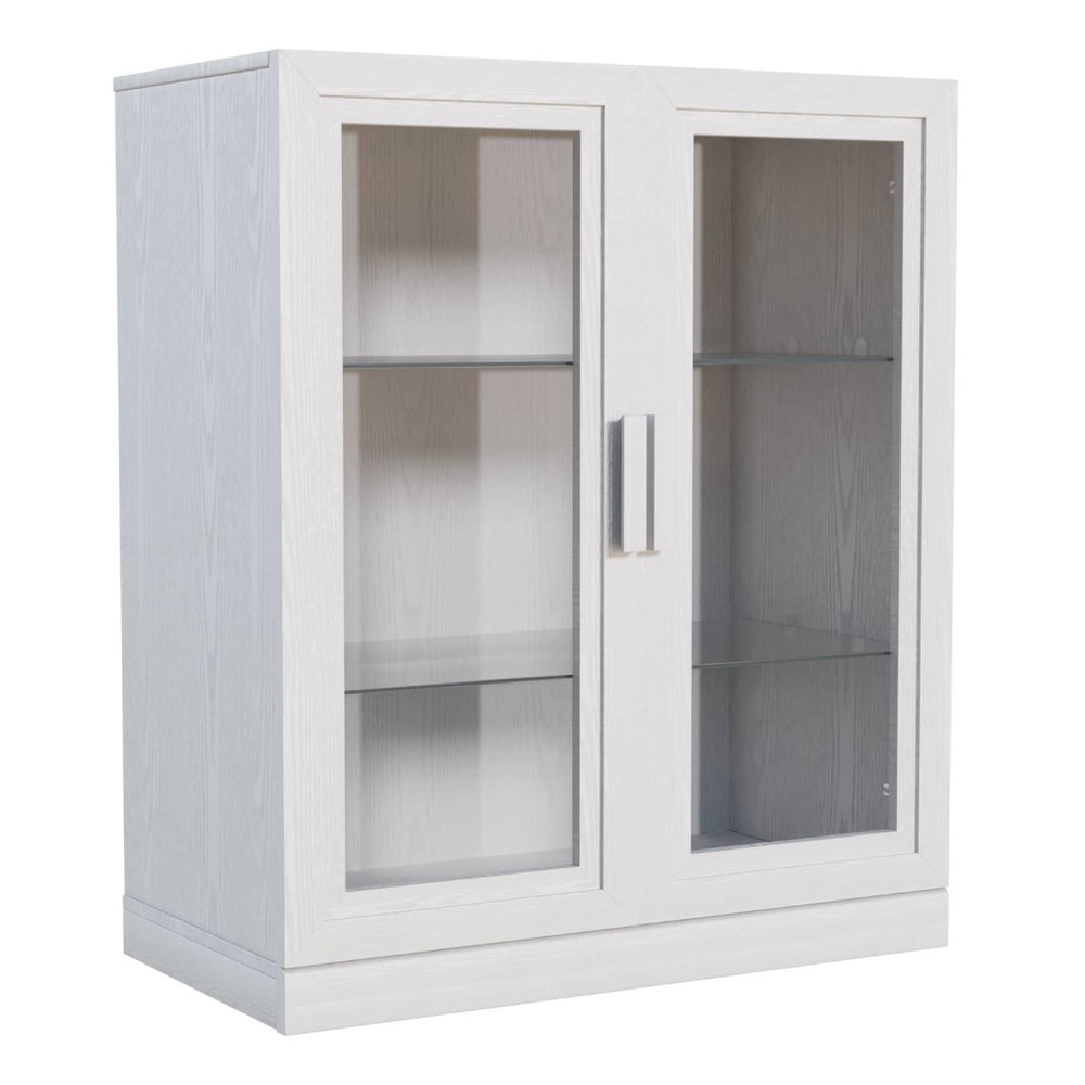 HomeRoots 31" White Wood Accent Cabinet - Stylish Glass-Front Storage for Living Room, Entryway & Home Office 691109