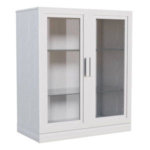 HomeRoots 31" White Wood Accent Cabinet - Stylish Glass-Front Storage for Living Room, Entryway & Home Office 691109