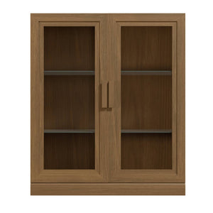 HomeRoots 31" Brown Wood Accent Cabinet – Stylish Storage Solution with Glass Doors for Home & Office Décor 691110
